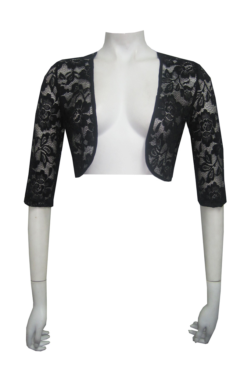 CLICK TO SEE COLOURS AVAILABLE - Lace shrug with georgette binds